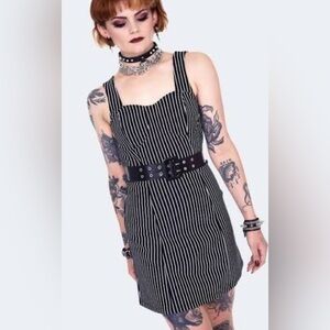 Jawbreaker 🖤 Pinstripe 🤍 Mini Bodycon Belted Dress